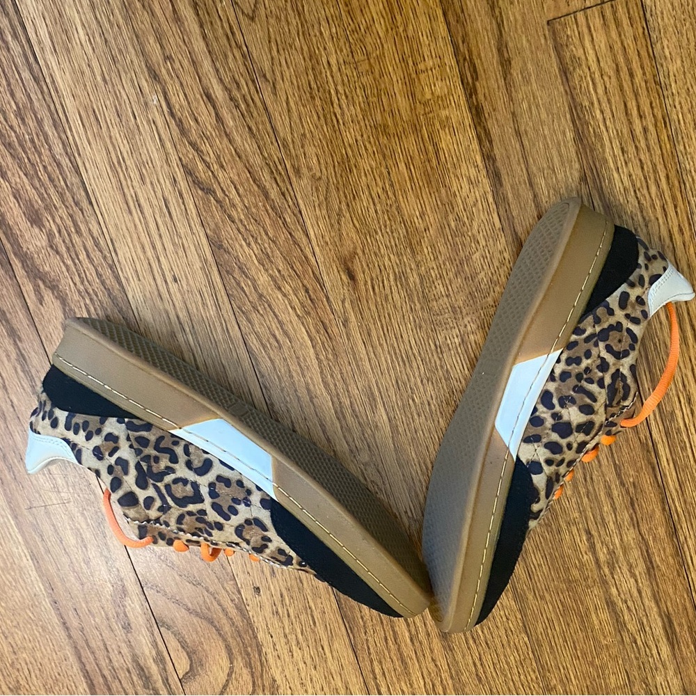 Cole Haan Leopard Print Athletic Sneakers with Orange Laces - Picture 2 of 2